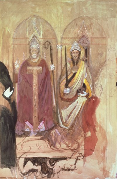 De Paus en de Keizer, fresco in de Spaanse Kapel, Santa Maria Novella, Florence, 19e eeuw door John Ruskin